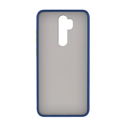 Клип-кейс (накладка) Shell для Xiaomi Redmi Note 8 Pro пластик, затемнённый с синей рамкой