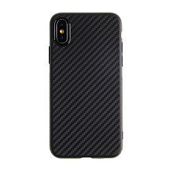 Клип-кейс (накладка) для Apple iPhone X / Xs силикон, чёрный под карбон