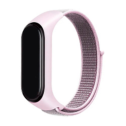Спортивный ремешок для Mi Band 5 / 6 / 7 нейлон розовый