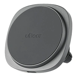 Автомобильный держатель магнитный uBear Way с беспроводной зарядкой (зажим) серый