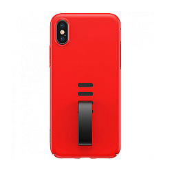 Клип-кейс (накладка) Baseus Litlte Tail для Apple iPhone X / Xs пластик, чёрный с красным