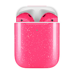 Беспроводные наушники Apple AirPods 2 с зарядным футляром розовый с блёстками (MV7N2)
