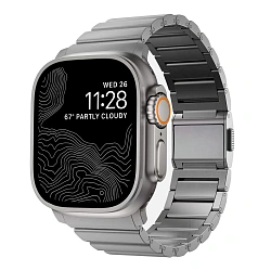 Блочный браслет Nomad Titanium Band для Apple Watch 44 / 45 / 46 / 49mm титан, сталь серебристый