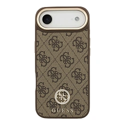 Клип-кейс (накладка) CG Mobile Guess PU 4G Diamond Metal Logo MagSafe для Apple iPhone Air искусственная кожа, коричневый