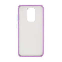 Клип-кейс (накладка) Shell для Xiaomi Redmi Note 9 пластик, прозрачный с сиреневой рамкой