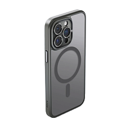 Клип-кейс (накладка) Rock Guard Touch Magnetic для Apple iPhone 15 Pro Max полиуретан, поликарбонат, прозрачный с серой рамкой