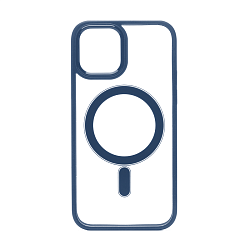 Клип-кейс (накладка) MagSafe для Apple iPhone 12 / 12 Pro пластик, силикон, прозрачный с синей  рамкой