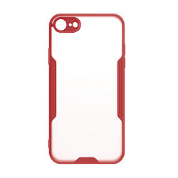 Клип-кейс (накладка) Bubble для Apple iPhone 7 / 8 / SE 2020 / 2022 пластик, прозрачный с красной рамкой