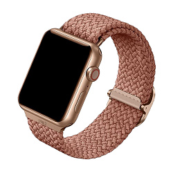 Плетёный монобраслет UNIQ Aspen для Apple Watch 38 / 40 / 41 / 42mm нейлон розовый