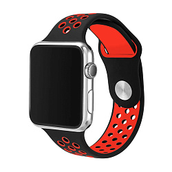 Спортивный ремешок Nike для Apple Watch 38 / 40 / 41 / 42mm фторэластомер чёрный с красным