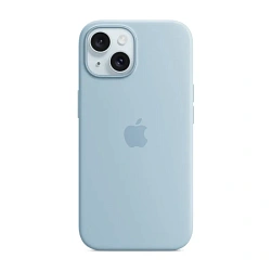 Клип-кейс (накладка) Silicone Case MagSafe для Apple iPhone 15 силикон, голубой