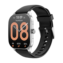Умные часы Xiaomi Amazfit POP 3S серебристый (чёрный ремешок)