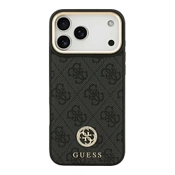 Клип-кейс (накладка) CG Mobile Guess PU 4G Diamond Metal Logo MagSafe для Apple iPhone 17 Pro Max искусственная кожа, чёрный