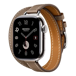 Умные часы Apple Watch Hermes Series 11 42mm GPS + Cellular Silver Titanium Case Etoupe Double Tour Attelage Strap