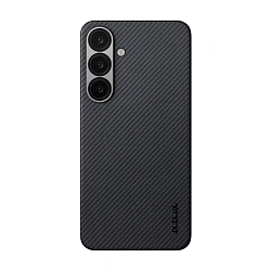 Клип-кейс (накладка) Pitaka Ultra-Slim Case для Samsung Galaxy S25 кевлар (арамид), чёрно-серый (узкая полоска) (KS2501)