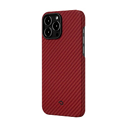 Клип-кейс (накладка) Pitaka MagEZ Case 2 для Apple iPhone 13 Pro Max кевлар (арамид), красный (полоска)