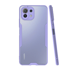Клип-кейс (накладка) Bubble для Xiaomi 11 Lite пластик, прозрачный с лавандовой рамкой