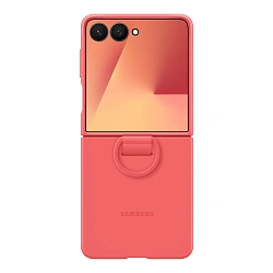 Клип-кейс (накладка) Samsung Silicone Case with Ring для Samsung Galaxy Z Flip 7 силикон, поликарбонат, красный
