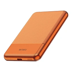 Внешний аккумулятор с беспроводной зарядкой WIWU Silver Seraph Alloy Unibody Power Bank 5000 мАч 20 Вт оранжевый