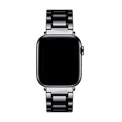 Браслет для Apple Watch 44 / 45 / 46 / 49mm керамика чёрный (пятибусиновый)