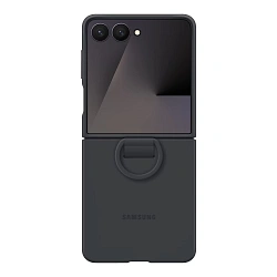 Клип-кейс (накладка) Samsung Silicone Case with Ring для Samsung Galaxy Z Flip 7 силикон, поликарбонат, чёрный