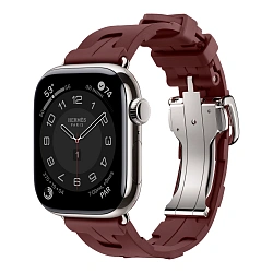 Умные часы Apple Watch Hermes Series 11 42mm GPS + Cellular Silver Titanium Case Bordeaux Single Tour Deployment Buckle Kilim Strap