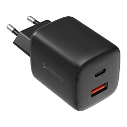 Сетевое зарядное устройство Deppa Wall Charger GaN PD/QC 45 Вт чёрный