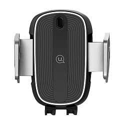 Автомобильный держатель Usams US-CD 100 с беспроводной зарядкой (зажим), чёрный