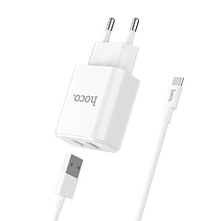 Сетевое зарядное устройство + кабель Micro Hoco C62A 10 Вт, белый