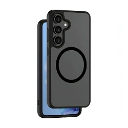 Клип-кейс (накладка) Deppa Silk Frost Magsafe для Samsung Galaxy S25 поликарбонат, затемнённый