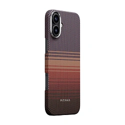 Клип-кейс (накладка) Pitaka Tactile Woven Case для Apple iPhone 16 кевлар (арамид), "закат"