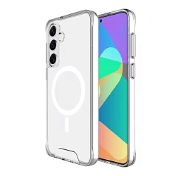 Клип-кейс (накладка) Space MagSafe для Samsung Galaxy S24 FE полиуретан, поликарбонат, прозрачный
