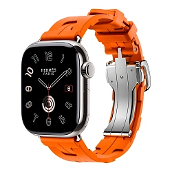 Умные часы Apple Watch Hermes Series 11 42mm GPS + Cellular Silver Titanium Case Orange Single Tour Deployment Buckle Kilim Strap
