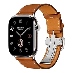 Умные часы Apple Watch Hermes Series 11 46mm GPS + Cellular Silver Titanium Case Fauve Single Tour Deployment Buckle Strap