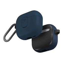 Кобура UNIQ Clyde для Apple AirPods 4 полиуретан, поликарбонат, синий - тёмно-серый