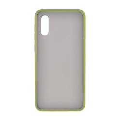 Клип-кейс (накладка) Shell для Samsung Galaxy A02 пластик, затемнённый с зелёной рамкой