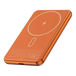 Внешний аккумулятор с беспроводной зарядкой WIWU Silver Seraph Alloy Unibody Power Bank 5000 мАч 20 Вт оранжевый