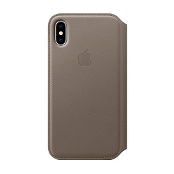 Чехол-книжка Apple Leather Folio для Apple iPhone X кожа, Taupe