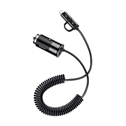 Автомобильное зарядное устройство + кабель Lightning Baseus Enjoy Together 2-in-1 24 Вт, чёрный