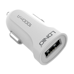 Автомобильное зарядное устройство + кабель Lightning Ldnio DL-C17 5 Вт, белый