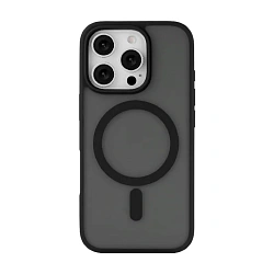 Клип-кейс (накладка) uBear Cloud Mag Case для Apple iPhone 16 Pro полиуретан, поликарбонат, затемнённый с чёрной рамкой