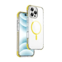 Клип-кейс (накладка) WIWU Hybrid Ultra для Apple iPhone 16 Pro Max пластик, силикон, прозрачный с жёлтой рамкой