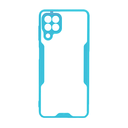 Клип-кейс (накладка) Bubble для Samsung Galaxy A22 / M32 / M22 пластик, прозрачный с голубой рамкой