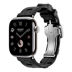 Умные часы Apple Watch Hermes Series 11 42mm GPS + Cellular Silver Titanium Case Noir Single Tour Deployment Buckle Kilim Strap