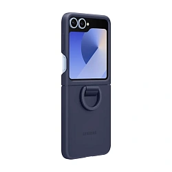 Клип-кейс (накладка) Samsung Silicone Case with Ring для Samsung Galaxy Z Flip 6 / 7 FE силикон, тёмно-синий