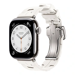 Умные часы Apple Watch Hermes Series 11 42mm GPS + Cellular Silver Titanium Case Blanc Single Tour Deployment Buckle Kilim Strap