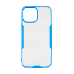 Клип-кейс (накладка) Bubble для Apple iPhone 13 Pro Max пластик, прозрачный с голубой рамкой
