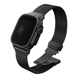Миланский сетчатый браслет UNIQ Dante Pro для Apple Watch 44 / 45 / 46 / 49mm сталь графитовый