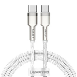 Дата-кабель Baseus Cafule Series Metal 100W Type-C to Type-C 1 м, белый