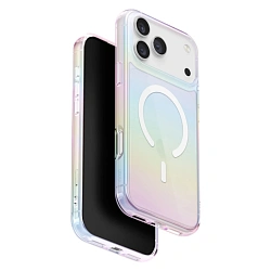 Клип-кейс (накладка) UNIQ Iridescia MagSafe для Apple iPhone 17 Pro полиуретан, голографический прозрачный